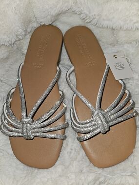 Silver Knot-Strap Women's Sandals - Made in Italy